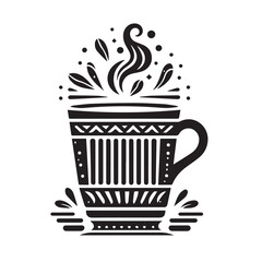 Silhouette of Coffee Cup Icon Isolated in White