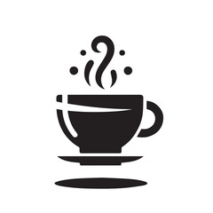 Silhouette of Coffee Cup Icon Isolated in White