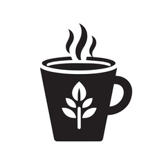 Silhouette of Coffee Cup Icon Isolated in White