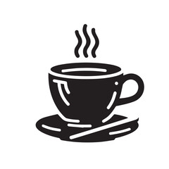 Silhouette of Coffee Cup Icon Isolated in White