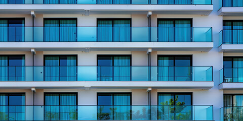 Obraz premium The Exterior of several modern apartments with balconies