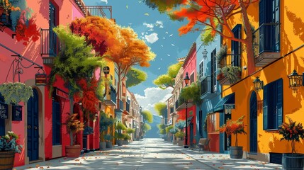 Fototapeta premium Colorful Mediterranean Street