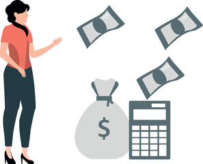 The girl is calculating the investment amount.