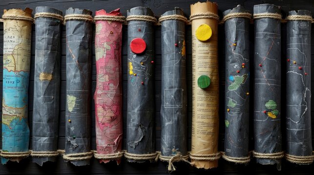 history class background with maps and historical artifacts, a timeline icon on a parchment, a history education concept banner design