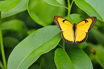 A flying yellow butterfly
