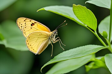 A flying yellow butterfly