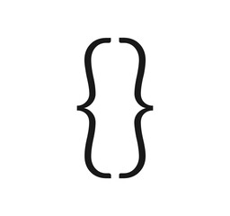 Curly braces symbol and dobule braces, symmetric sign for text quote, mathematics, typography swirly mark, opening and closing frames for punctuation in maths flat vector illustration.
