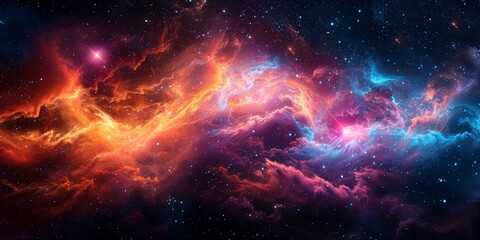 Obraz premium Cosmic Cloudscape: A Tapestry of Stars and Nebulae