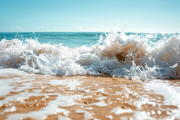 Fototapeta premium Ocean waves breaking on sandy beach