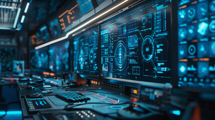Naklejka premium An AI security system providing real-time protection against threats. technology AI