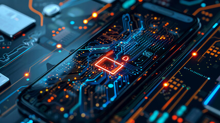 Obraz premium An AI-generated security alert on a smartphone. technology AI