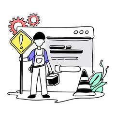 Experience the modern and clean aesthetic of a flat illustration featuring an Error Warning on the web