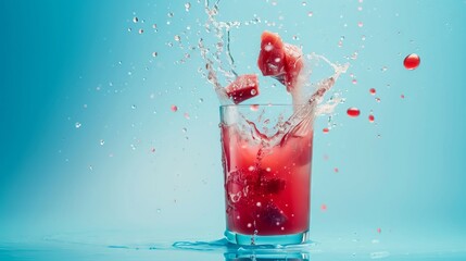 strawberry in water splash