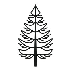 Obraz premium Line art pine tree vector icon style