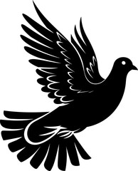 Pigeon flying dove silhouette icon in black color. Vector template design illustration.