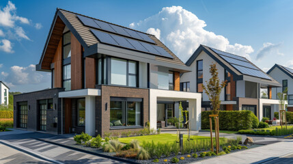 Modern house, clear sky, environmentally friendly.