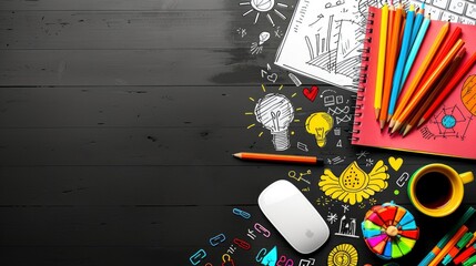 pink laptop with coding software on a black background, coding class banner with copy space area for text and design elements