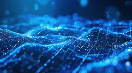 Abstract Blue Digital Wave with Bokeh