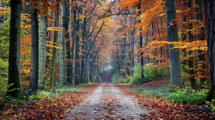 Autumnal Path Through a Forest