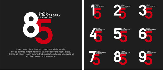 anniversary logo style set with white and red color can be use for celebration moment