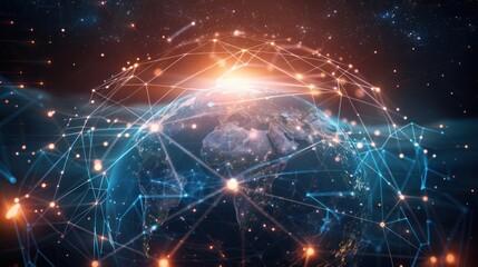 Fototapeta premium Global Network Connection: Earth Illuminated by Data