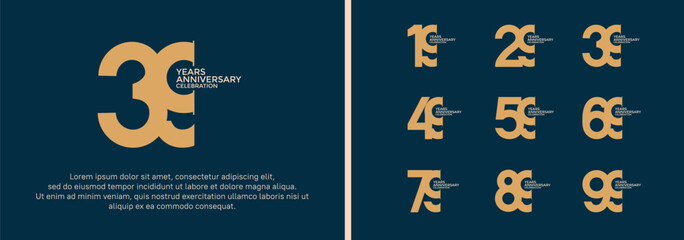 anniversary logo style set with brown color can be use for celebration moment