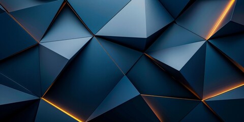 Obraz premium Abstract Geometric Blue Background with Golden Lines