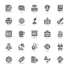 Copywriting icon pack for your website, mobile, presentation, and logo design. Copywriting icon glyph design. Vector graphics illustration and editable stroke.