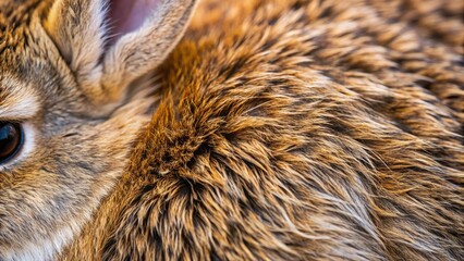 A Close Up Of A Brown Rabbit'S Fur, Showing The Texture And Color In Great Detail.