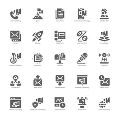 Marketing Technology icon pack for your website, mobile, presentation, and logo design. Marketing Technology icon glyph design. Vector graphics illustration and editable stroke.