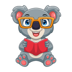 Fototapeta premium Cute koala cartoon reading a book
