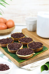 Martabak manis mini or apam balik, popular traditional pancake from Indonesia or Malaysia. Served with popular topping such as peanut, chocolate sprinkle or cheese. 