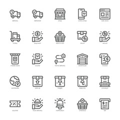 Delivery and Shop icon pack for your website, mobile, presentation, and logo design. Delivery and Shop icon outline design. Vector graphics illustration and editable stroke.