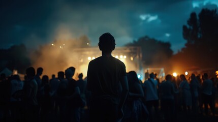 Person in silhouette at concert stage