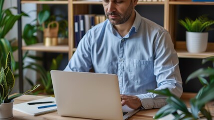 The man working on laptop