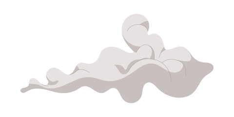 Smoky silhouette of strong toxic exhausts and intense fume puff, bomb explosion effect, smoke cloud from dust, gas after bang concept flat vector illustration.
