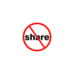 No share prohibited sign icon isolated on white background 