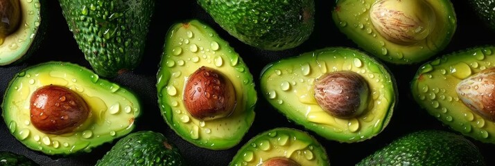 Freshly Cut Avocados with Water Drops