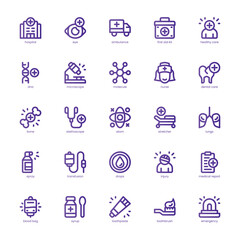 Hospital Element icon pack for your website, mobile, presentation, and logo design. Hospital Element icon basic line gradient design. Vector graphics illustration and editable stroke.