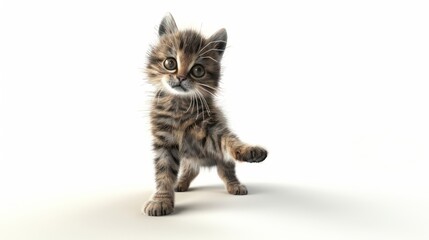 Obraz premium 3D animated cat isolated on white background