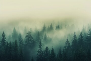 Dreamy Vertical Forest Background - Coniferous Trees in Generative AI