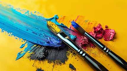 Brush color on yellow background.