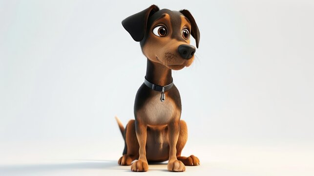 3D animated dog isolated on white background