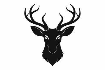 isolated black silhouette of a deer head collection, Set of deer silhouette vector. Deer Silhouette, Deer Head
