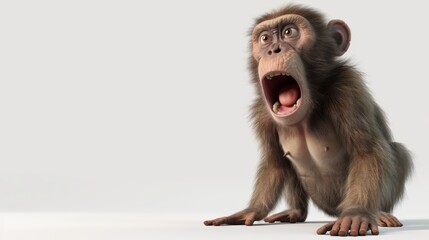 3D animated monkey isolated on white background