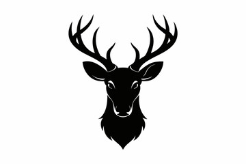 isolated black silhouette of a deer head collection, Set of deer silhouette vector. Deer Silhouette, Deer Head
