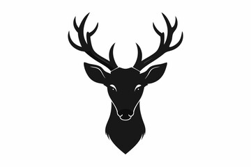 isolated black silhouette of a deer head collection, Set of deer silhouette vector. Deer Silhouette, Deer Head
