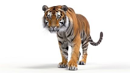 Fototapeta premium Animated 3D tiger isolated on white background.