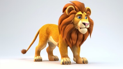 Obraz premium Animation. 3D lion isolated on white background