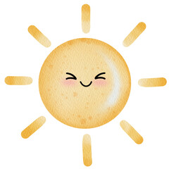 Watercolor cute sun.